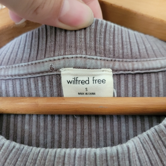 Aritzia / Wilfred Free Dunes Garment Dye Grey Taupe Ribbed Mini Dress, Size S - Picture 2 of 8